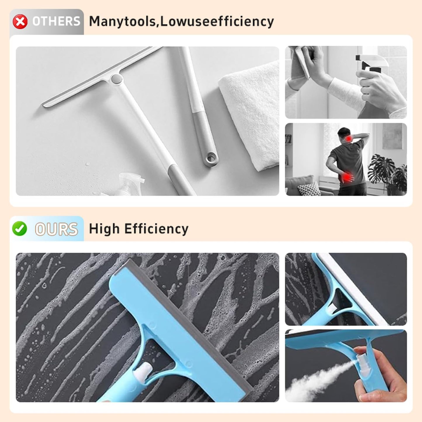 SprayNShine - 3 in 1 Window Cleaner Tool with Sprayer
